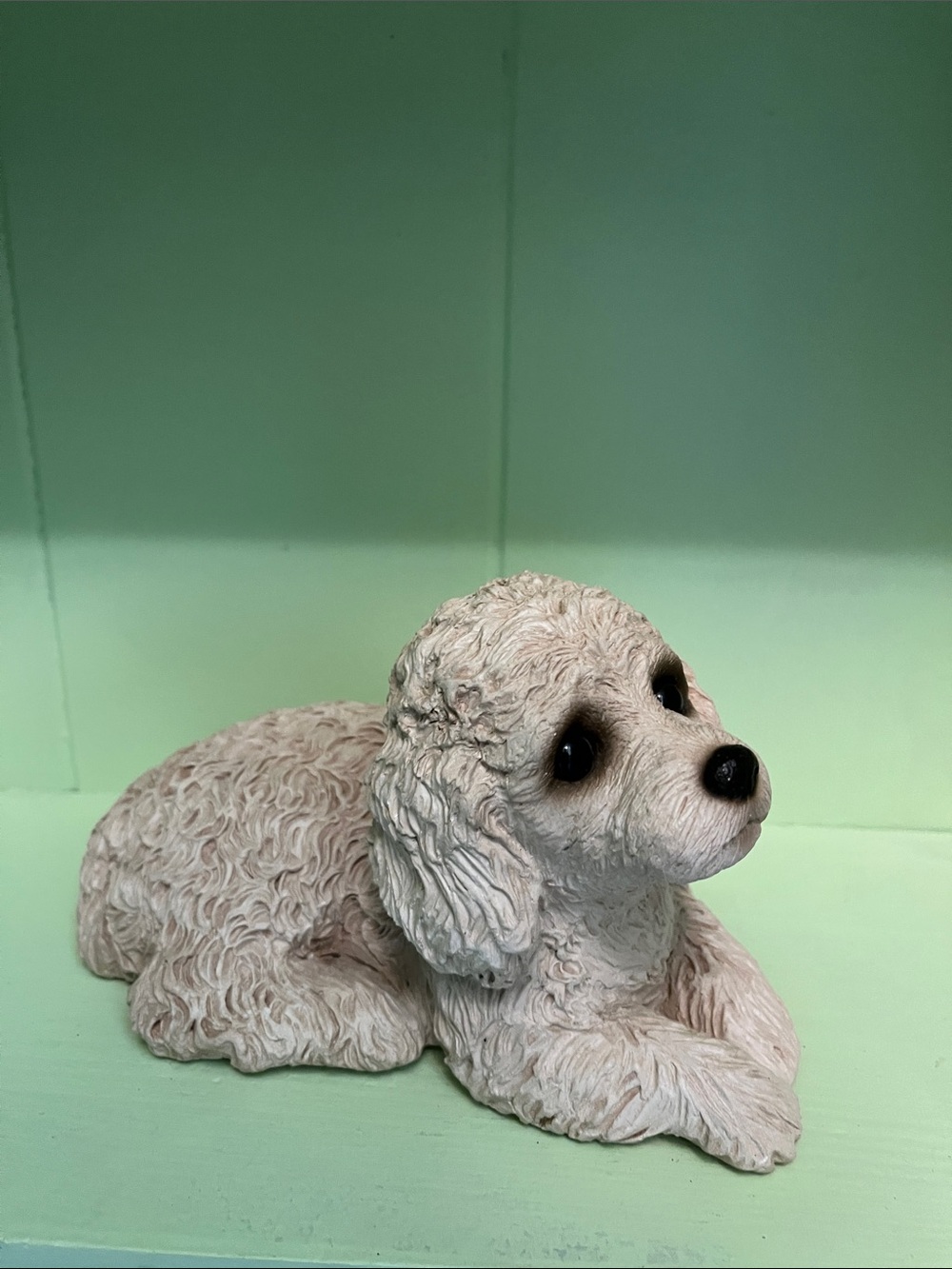 Vintage Sandicast poodle puppy figurine cast and painted by artist Sandra Brue